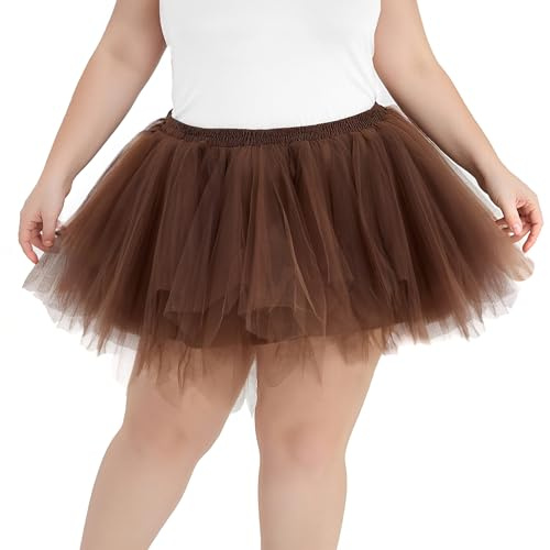 TRIWORKS Große Größen Rosa Tütü Damen 80er Tütü Herren Tüllrock Rosa Damen Petticoat Kurz Ballett Puffy Tutu Vintage Elastisch Retro Halloween Karneval