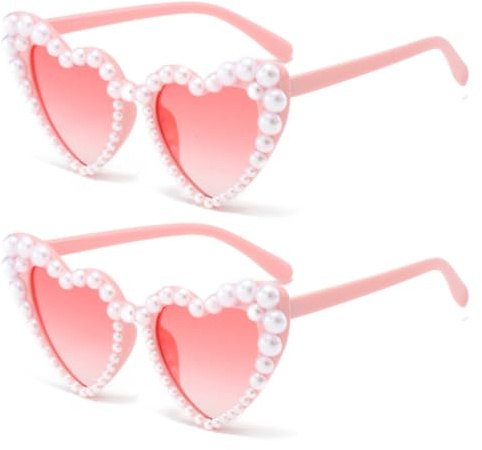 Sprinlot Herz Sonnenbrille Rosa, Herzform Partybrille, Heart Shaped Brilles, Hochzeit Brille für Fasching Foto Requisiten Geburtstags