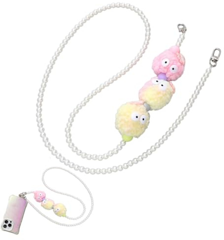 JYNVO Attache Telephone 1 chaîne transversale pour téléphone portable en perles de boule de charbon (adaptée aux téléphones portables, bijoux scénarios de pendentifs quotidiens)