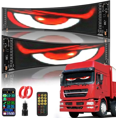 LED Augen für LKW und Auto, Devil Eyes, Dynamisch Programmierbar per APP-Steuerung, Teufelsaugen Led LKW mit APP-Steuerung und Fernbedienung, Lagerfenster, 120 * 595 mm (2 PCS)
