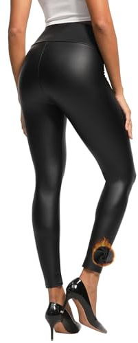 Lishang Leggins Ecopelle Donna Sexy Pantaloni in Pelle Similpelle Donna Push Up Vita Alta Pantalone Pelle Opachi Elastici