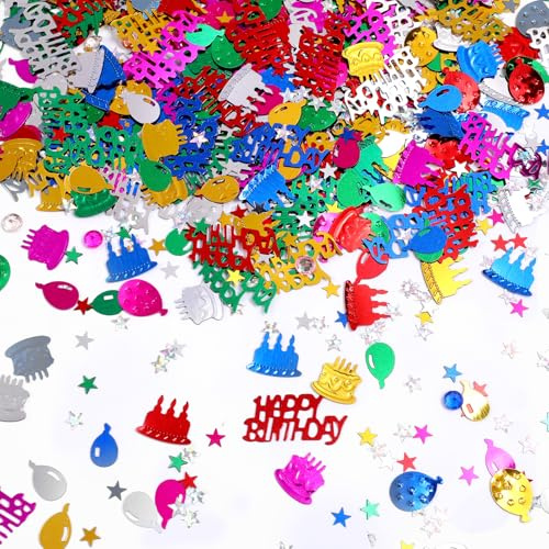 Larrel 2 Pack Happy Birthday Konfetti Geburtstag, Bunte Glitzer Konfetti Partydekoration Geburtstag Streudeko Tischdeko mehrfarbige Kuchenballon Streusel Mädchen Junge Kinder für Geburtstage Partys