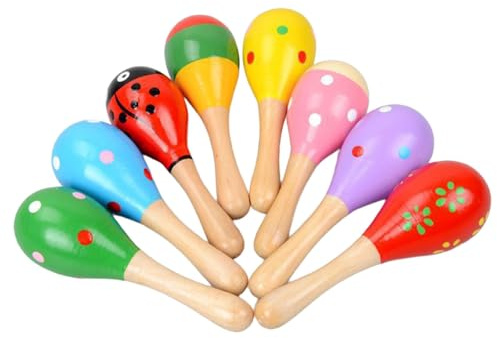 MERIGLARE 6Pcs Holz Maracas Hand Percussion Rasseln Kinder Geschenke Bunte Lernen