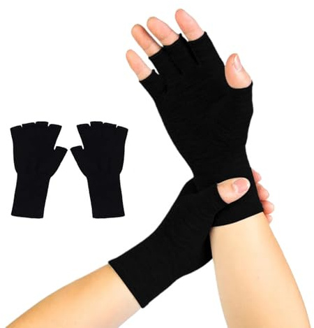 2 Paar Fingerlose Handschuhe,Halbfinger Gloves,Stretchy Knit Warm Fingerlos,Fingerless Handschuhe aus Polyesterfaser,Unisex Ohne Finger Gloves für Fahren Arbeit Tippen,Ohne Fingerkuppen Glove (22 cm)