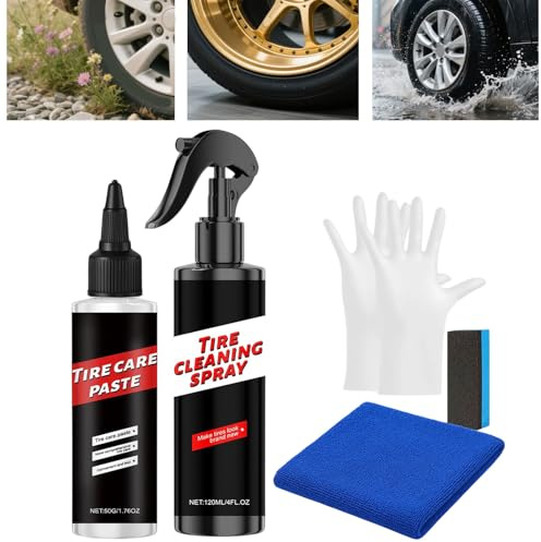 Generico Spray Lucidante per Pneumatici, Lucidante Auto Ad Alto Lucido E Lunga Durata, Kit per Trattamento Pneumatici, per Lavaggio Automobilistico, Esterno, Garage, Gomme