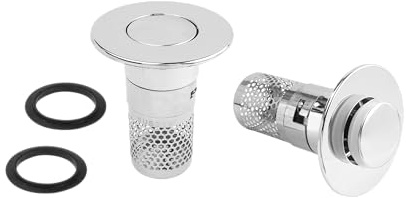 Mesee 2 Pezzi filtro di scarico a scomparsa, tappo lavandino universale con filtro in acciaio inox, piletta click clack, adatto per lavabo cucina e bagno, tappo pop-up con filtro rimovibile, anti-inta