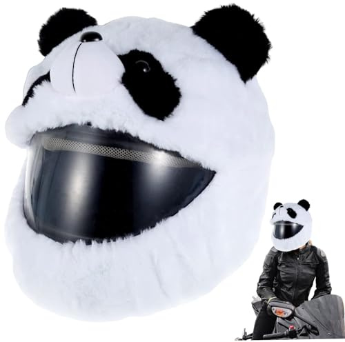 Pesoncarl motorcykelhjälmöverdrag söt panda polyester plysch hjälmöverdrag enkel installation universell passform motorcykel förbättrar det roliga med att åka