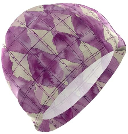 Gorros para natacion Masque de natation imperméable pour femme Motif pied-de-poule Mauve