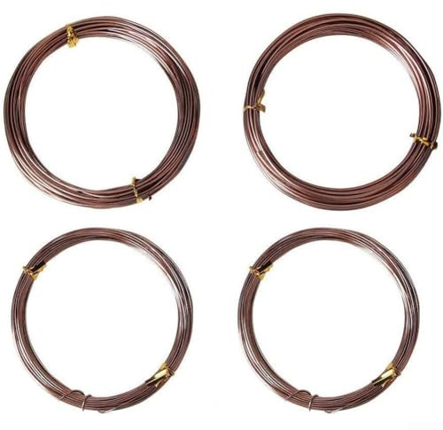 4 tailles de fil de bonsaï en aluminium anodisé pour le jardinage, la mise en forme des arbres et la formation des plantes, flexible et fil conçu pour les bonsaïs amateurs et professionnels (marron)