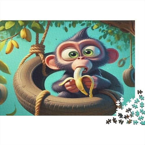 Affen Puzzle Verspielt 1000 Teile Recyceltes Papier für Erwachsene pädagogisches Spiel handwerkliche Geschicklichkeit Geschenk für Frauen 52x38cm/1000pcs