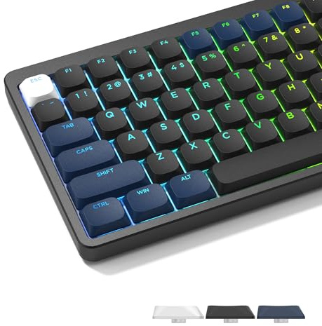 LQXQ Low Profile Keycaps 143, PBT keycaps Shine Through, svart/blå