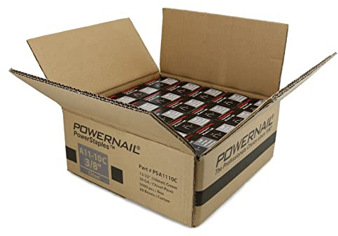 Powernail PSA1110C 20 Gauge 13/32 Inch Crown 3/8 Inch Length Chisel Point Collated Galvanized Staples, A11 / T50 Series (Box of 100,000)