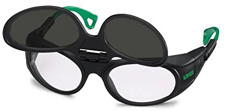 Uvex Bügelbrille, Schweißerbrille 9104 Grau Infra. WS1,7 Flip-Up Unisex Einzigartig, Grün/Schwarz