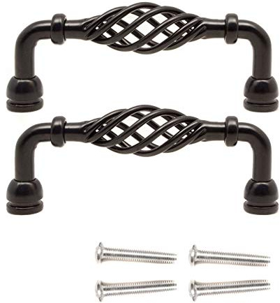 Fuxxer® 2x Antike Möbel-Griffe Schubladen-Griffe, Kommoden, Vintage, 100mm, 2er Set, Schwarz