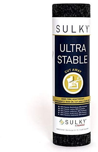 Sulky Ultra Stable permanent klebendes Vlies zum Aufbügeln und Abschneiden (schwarz, 25 x 500 cm)