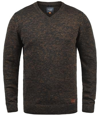 BLEND Dansel Jersey De Punto Suéter para Hombre con V-Neck, tamaño:L, Color:Burned Orange (73823)