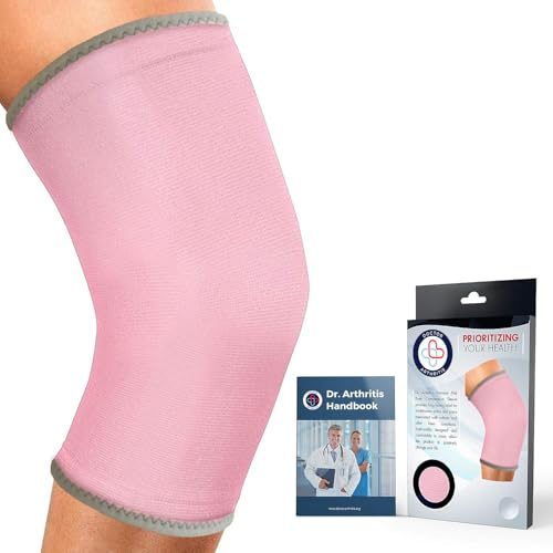 Dr. Arthritis Von Ärzten Entworfen, Knie Bandage, Dehnbare Kniestütze, Kniebandagen für Linderung bei Arthrose, Sehnenentzündung, Verletzung, Kniebandage Männer/Damen, Einzelstück, Rosa, L