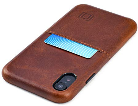 Dockem iPhone XR Lederhülle mit Kartenfach: Hülle aus Leder, Ultra Schlanke Wallet Handytasche mit Integrierter Metallplatte für Magnet-Halterung - M-Serie M1 Virtuosa (Braun)