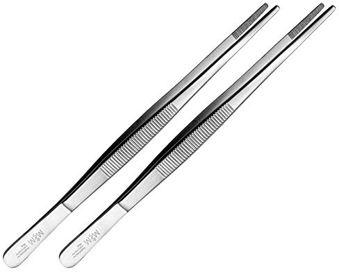 May 2er set kökspinntallrik 20 cm lång – pincett – grillpincett – grillstång – rostfritt stål