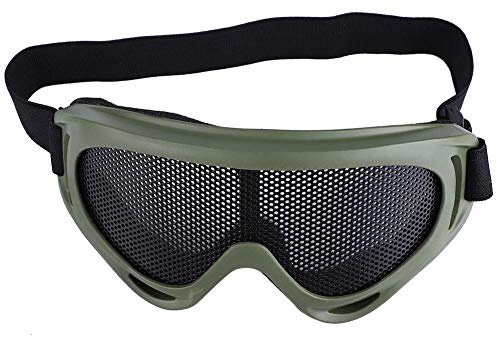 Tbest Taktische Schutzbrille Mesh Airsoft Jagd Schutzbrille Stahllinsen Sonnenbrille Augenschutzbrille mit Verstellbarer Kopfband für taktisches Militär CS Game Shooting