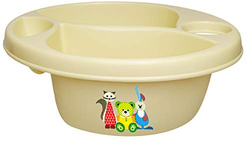 alles-meine.de GmbH 3 Kammer - Schüssel/Waschschüssel/Kinderwaschbecken - beige - Creme Tiere - Teddy - Katze - Hase Bieco - mit Seifenablage - Organizer - Reinigungsmitt..