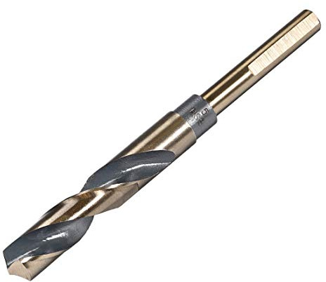 sourcing map Reduced Shank Twist Drill Bits 15mm Black Nitride & Gold Titanium Coated High Speed Steel 4341 with 10mm Shank for Stainless Steel Alloy Metal Plastic Wood