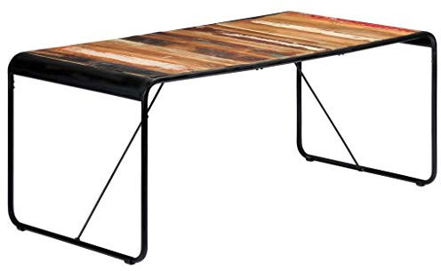Tidyard Esszimmertisch Esstisch Tisch Küchentisch Kaffeetisch couchtisch 180 x 90 x 76 cm,sofatisch Beistelltisch truhentisch wohnzimmertisch,Recyceltes Massivholz und pulverbeschichteter Stahl