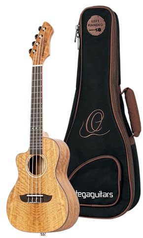 Ortega Guitars Konzert Ukulele Linkshänder – Elektro-Akustisch – Horizon Series – Inklusive Gigbag – Mango, Natur (RUMG-CE-L)