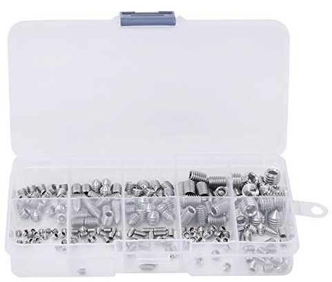 Grub Screws Metric Thread, Edelstahl Kegel Spitze Sechseck Steckdose Grub Schrauben, 200 stücke Gewindestifte Madenschrauben, Innensechskant Metrisches Gewinde Schraube (M3, M4, M5, M6, M8)