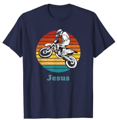 Jesus Boy's Personalized Dirt Bike Motorbike Vintage Sunset T-Shirt