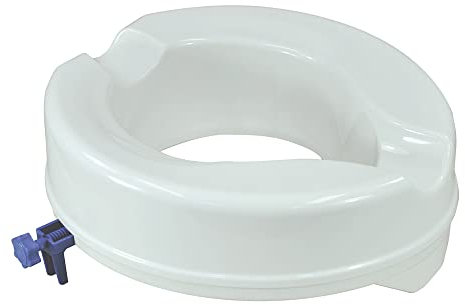 White Plastic Raised Toilet Seat - 4 Inch Height - Fits Most UK Toilet Bowls - 190kg (30 Stone) Weight Limit - Ergonomically Designed