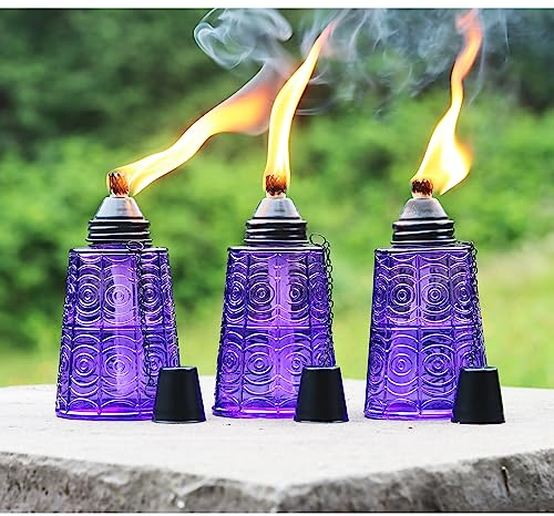 Seraphic Lot de 3 torches de table à la citronnelle pour terrasse extérieure, 473,6 g, bougies décoratives à la citronnelle pour terrasse, jardin, fêtes, violet