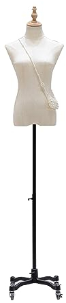 Weibliche Kleiderform Mannequin-Torso, verstellbare Höhe 130 - 190 cm Ständer, Manikin-Körpermodell mit beweglichem Metall-Rollfuß, für Kleidung, Kleid, Schmuck, Display, Nähen (ohne Kopf und Arme)