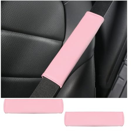 JNNJ 2 Pezzi Imbottitura Cintura Sicurezza, Morbido Comfort Cinturino Cintura Spalla Copre Imbottiture Di Cablaggio, Proteggere Il Collo E La Spalla Protezione per Cintura Di Sicurezza(Rosa)