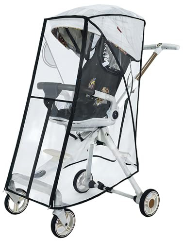Syiyunran Regenschutz Windschutz für Kinderwagen Universeller - Sportwagen Frontöffnung mit Fenster und Doppel Reißverschluss zum Öffnen transparent Schutz vor Regen und Wind und gute Luftzirkulation