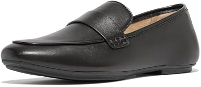 Fitflop Women's DELICATO Soft Leather Loafers Shoe, Black, 8 UK