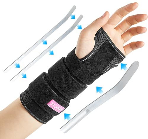 AGPTEK Handgelenk Bandagen, Links- und Rechtshänder Verstellbare Tag-Nacht-Handgelenkschiene mit Metallschiene-Stabilisator, Handgelenkstütze für Training, Gewichtheben, Krafttraining, Unisex, Rosa