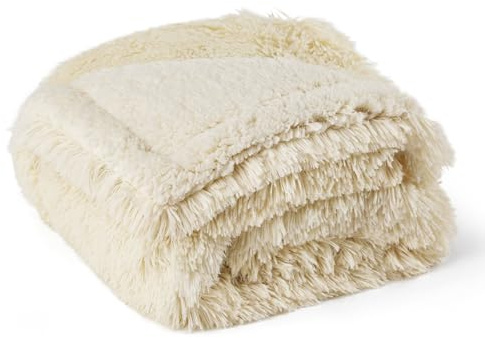 BEDSURE wasserdichte Hundedecke für große Hunde - 100 x 120 cm Langer Plüsch Hundedecke waschbar, Haustier Decke flauschig und weich, Schutzdecke Hundesofa, Katzendecke für Katzen, Creme