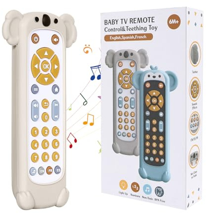 Orzbow Baby Spielzeug 6 Monate +, Einstellbare Lautstärke Baby Fernbedienung Spielzeug, Frühes Pädagogisches Musik Babyspielzeug mit Mehrstufigen Knöpfen, Montessori Spielzeug Baby, Elegantes Weiß