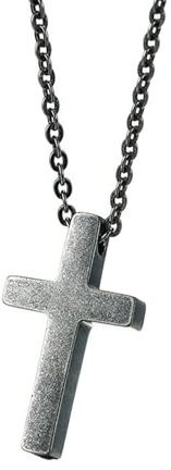 Homxi Herren Kette Anhänger Grau,Edelstahl Halskette mit Anhänger Mann Poliert Kreuz Halsketten Anhänger Grau
