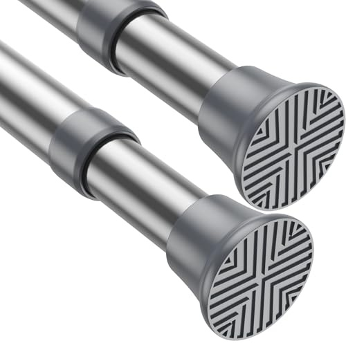 2er-Pack Federgespannte Stangen 58,4–116,8 cm Verstellbare silberne Spannstange Ausziehbare kurze Gardinenstange Federgespannte Gardinenstangen Spannstange für Vorhänge, Schrank, Küche