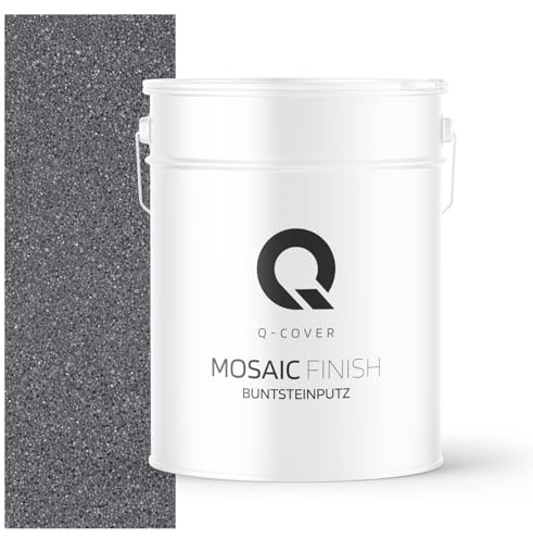Q-COVER Buntsteinputz 12,5 Kg Dunkelgrau M05 Mosaikputz Sockelputz Dekorative Putz Innen & Außen Fassadenputz Fertigputz Edelputz Oberputz Kratzfest Wetterfest
