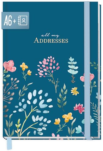 paper&you® Adressbuch A6+ mit Register A-Z und 120 g/m² Premium-Papier Happy Flower Buch für Kontakte, Geburtstage & Passwörter - nachhaltig & klimafreundlich