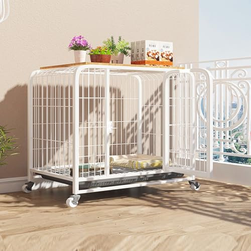 NEONMAN Hundekäfig gitterbox Hund Dog Crate hundegitterbox mit Rädern verhindert das Entkommen verriegelbare Ablage Welpen kleine und mittelgroße Hunde verdickter Stahl(Wei