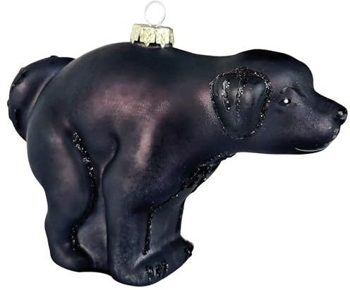 Hunde-Weihnachtsschmuck 2026, lustig, aus Glas, geblasen, schwarzer Labrador, Weihnachtsgeschenk, freches hängendes Hundeornament für Weihnachten, Urlaub, Party, Baumdekoration