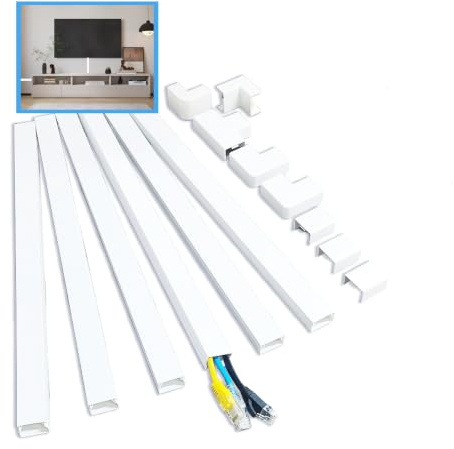 2.4m Cord Cover Wall Kit,Cable Trunking For Wall,Cable Management,Cache Fil,Under Desk Cable Management Tray,Wire Concealer,Cord Covers,Cord Hider,Trunking For Tv Cable