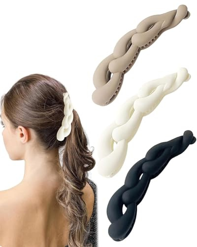 LOZTBUE 3 Stück Bananenhaarspangen, Vintage Bananenhaarspangen, Pferdeschwanzspange Bananenspangen, Fischspangen, Haarschmuck für Frauen und Mädchen