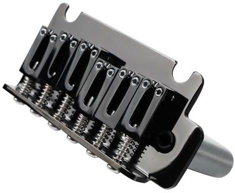 OVSAL 2-Point Electric Guitar Bridge Black 52.5mm Tremolo Bridge with Stainless Steel Plate and Zinc Alloy Saddles Electric Guitar Parts for 6 String Strat Stratocaster