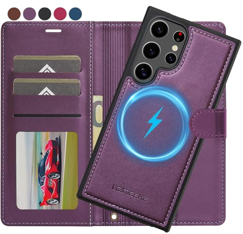 Ailicici für Samsung Galaxy S23 Ultra Hülle, [Abnehmbar] 2-IN-1 Abnehmbare magnetische Hülle, Kabelloses Laden, Kartenfach Leder Case, Handyhülle RFID Klapphülle, Schutzhülle Galaxy S23 Ultra 5G Hülle