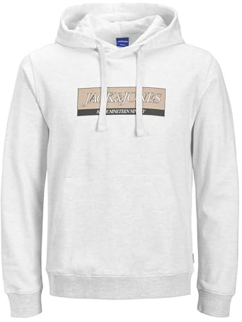 JACK & JONES Sweat à Capuche Jorinwood Block pour Homme, Blanc éclatant., M